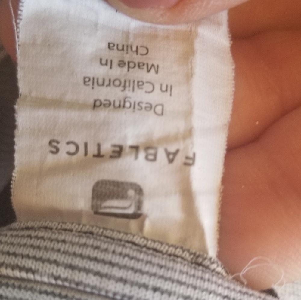 Fabletics Tee. Size Medium. Gray Black Stripes - image 4